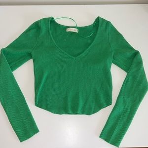 Pacsun green long sleeve crop top